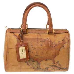 Alviero Martini 1A Classe Tan Coated Canvas and Leather Boston bag