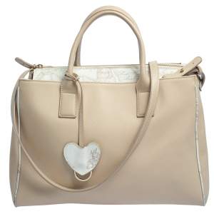 Pre Owned Alviero Martini 1A Classe Beige Patent Leather Tote
