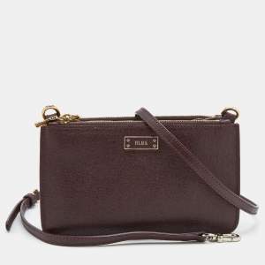 Alivero Martini 1A Classe Burgundy/Beige Leather and Coated Canvas Zip Crossbody Bag