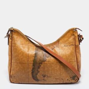 Pre Owned Alviero Martini 1A Classe Coated Canvass and Leather Zip Shoulder Bag