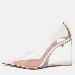 Amina Muaddi Transparent PVC Ane Wedge Pumps Size 36