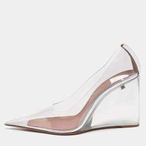 Amina Muaddi Transparent PVC Ane Wedge Pumps Size 40