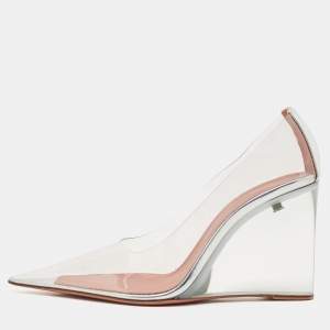 Amina Muaddi Transparent PVC Ane Wedge Pumps Size 37.5