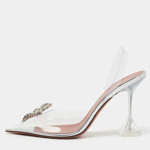 Amina Muaddi Transparent PVC Rosie Slingback Pumps Size 40