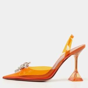 Amina Muaddi Orange PVC Rosie Slingback Pumps Size 38