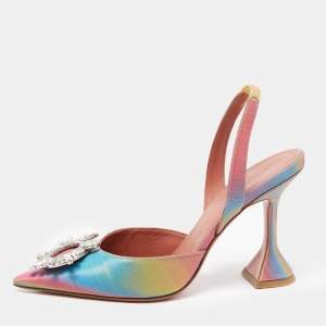 Amina Muaddi Multicolor Iridescent PVC Begum Slingback Pumps Size 38.5