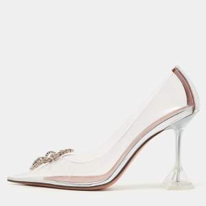 Pre Owned Amina Muaddi Transparent PVC Rosie Pumps Size 38