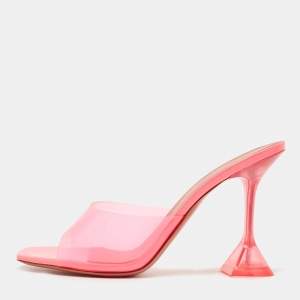 Amina Muaddi Pink PVC Lupita Slide Sandals Size 39