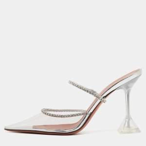 Amina Muaddi Transparent PVC Glida Glass Mules Size 39