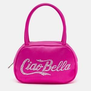 Amina Muaddi Pink Satin Super Amini Bella Bag