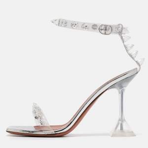 Amina Muaddi Transparent PVC Julia Glass Sandals Size 37