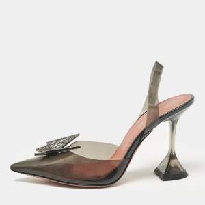 Amina Muaddi Black PVC Phoenix Slingback Pumps Size 38