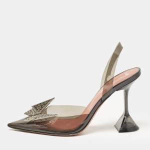 Amina Muaddi Black PVC Phoenix Slingback Pumps Size 37