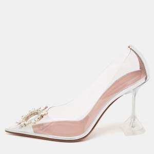 Pre Owned Amina Muaddi Transparent PVC Begum Pumps Size 39.5