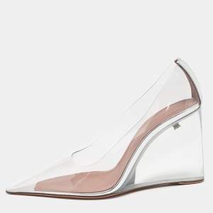 Amina Muaddi Transparent PVC Ane Wedge Pumps Size 38.5