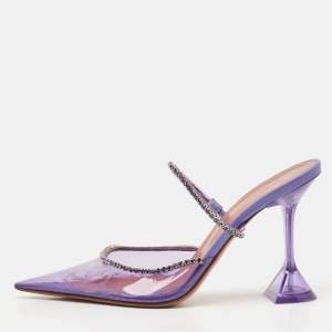 Amina Muaddi Transparent PVC Glida Crystal  Glass Mules Size 40