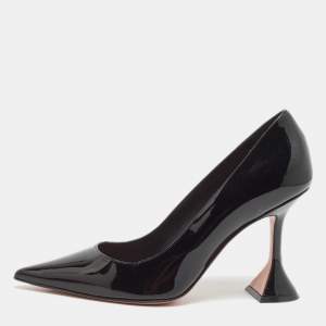 Pre Owned Amina Muaddi Black Patent Leather Ami Pumps Size 37.5