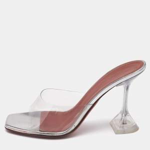 Amina Muaddi Transparent PVC Lupita Slide Sandals Size 37.5