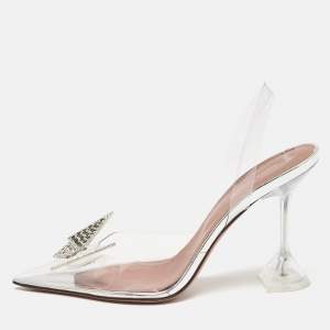 Amina Muaddi X Awge Transparent PVC Phoenix Slingback Pumps Size 40