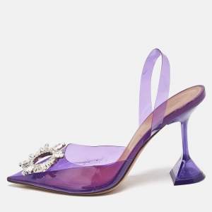 Amina Muaddi Purple PVC Begum Slingback Pumps Size 38.5