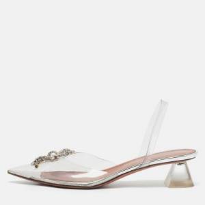 Amina Muaddi Transparent PVC Rosie Slingback Pumps Size 39