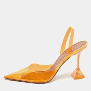 Amina Muaddi Orange PVC Rosie Slingback Pumps Size 41