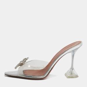 Pre Owned Amina Muaddi Transparent PVC Rosie Slide Sandals Size 41