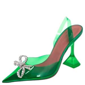 Amina Muaddi x Browns Green PVC Rosie Slingback Pumps Size 36.5