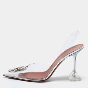 Amina Muaddi Transparent PVC Begum Slingback Pumps Size 40