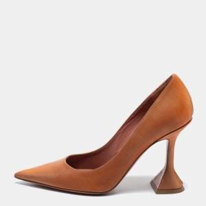 Pre Owned Amina Muaddi Orange PVC Ami Pumps Size 35.5