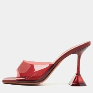 Amina Muaddi Burgundy PVC Lupita Slide Sandals Size 36  