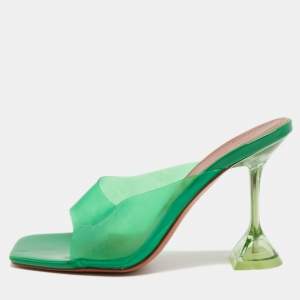 Amina Muaddi Green PVC Lupita Slide Sandals Size 39