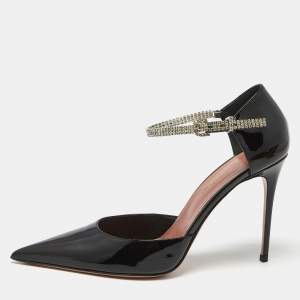 Amina Muaddi Black Patent Ursina Pumps Size 41