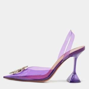 Amina Muaddi Purple PVC Begum Slingback Pumps Size 38.5