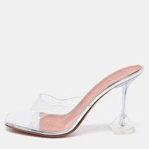 Amina Muaddi Transparent PVC  Lupita Mules Size 39