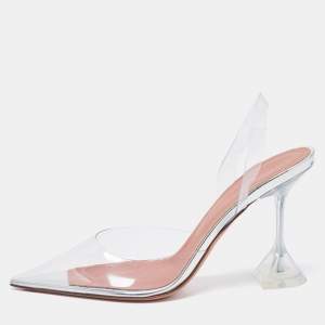 Amina Muaddi Transparent PVC Holli Glass Transparent Pumps Size 38.5