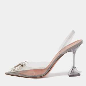 Amina Muaddi Transparent PVC Begum Slingback Pumps Size 41