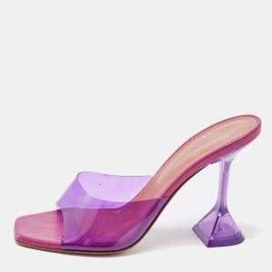 Amina Muaddi Purple PVC Lupita Slide Sandals Size 36.5