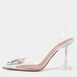 Amina Muaddi Transparent PVC Begum Slingback Pumps Size 37.5
