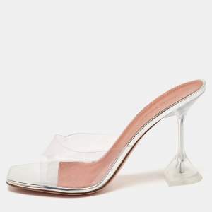 Amina Muaddi Transparent PVC Lupita Sandals Size 38.5
