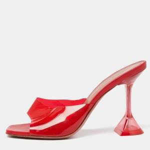 Amina Muaddi Red PVC Lupita Slide Sandals Size 37.5