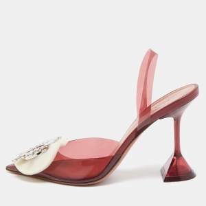 Amina Muaddi Burgundy PVC Begum  Slingback Pumps Size 37 