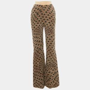 Pre Owned Amiri Brown MA Swirl Stretch Velvet Flared Trousers M