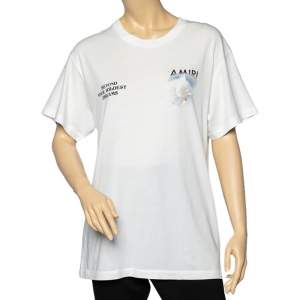 Amiri White Rainbow Dove Printed Cotton Oversized Crewneck T-Shirt XS