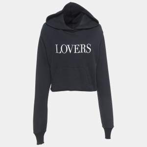 Amiri Black Lovers Print Cotton Hooded Sweatshirt S