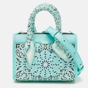 مملوكة مسبقًا Amiri Bandana Turquoise Blue Leather Satchel