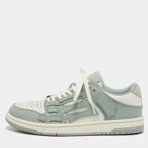 Amiri White/Mint Green Leather Skel Low Top Sneakers Size 39