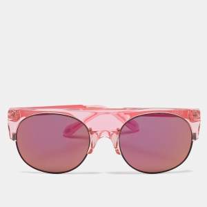 Anderne Pink Mirrored Hero Frame Oval Sunglasses