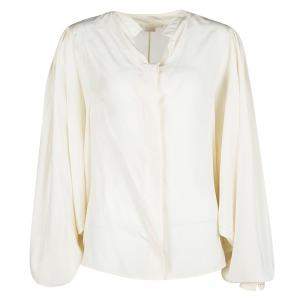 Antonio Berardi Cream Silk Bat Sleeve Detail Blouse M
