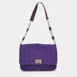 Anya Hindmarch Purple Canvas and Leather Gracie Shoulder Bag